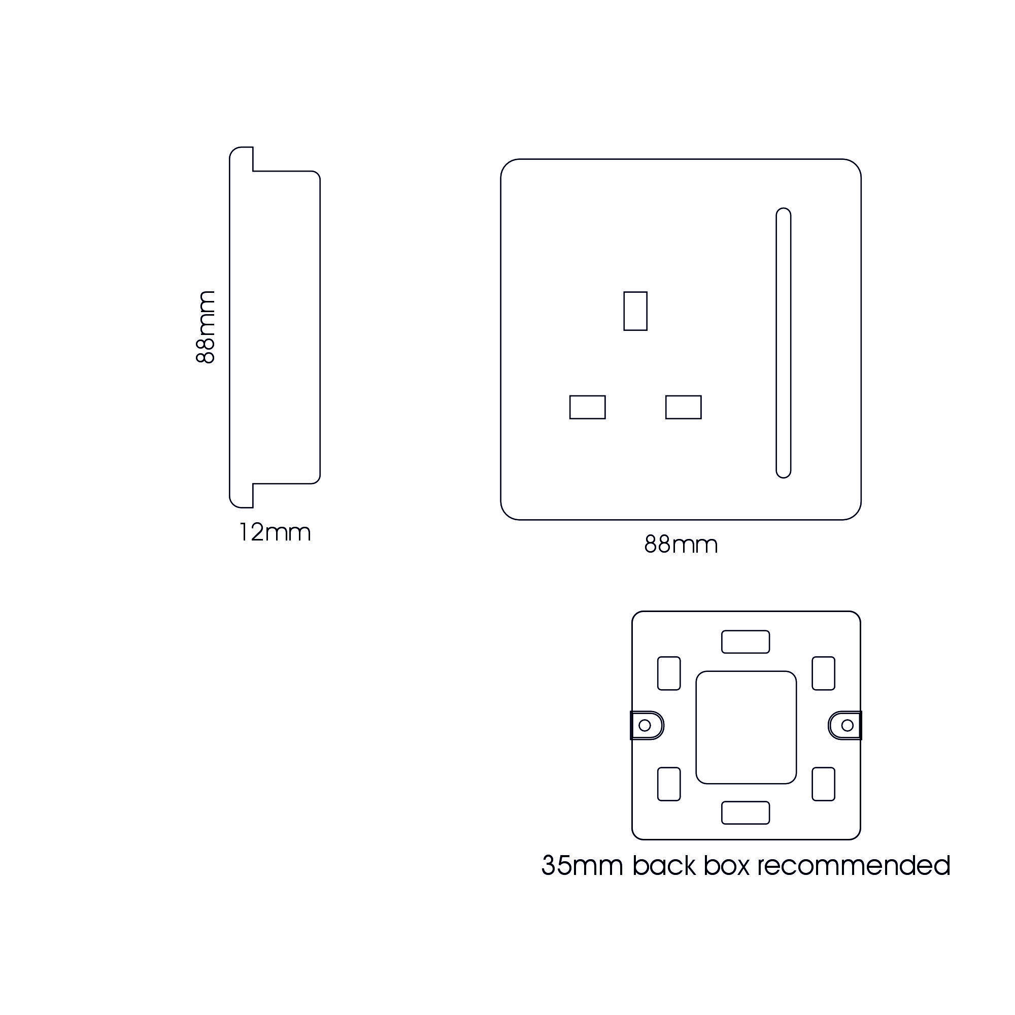 1 Gang 13Amp Switched Single Socket Navy Blue ART-SKT13NV  Trendi Navy